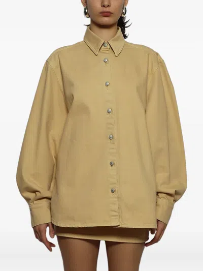 Magda Butrym Long Sleeve Denim Shirt Beige In Gold