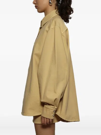 Magda Butrym Long Sleeve Denim Shirt Beige In Gold