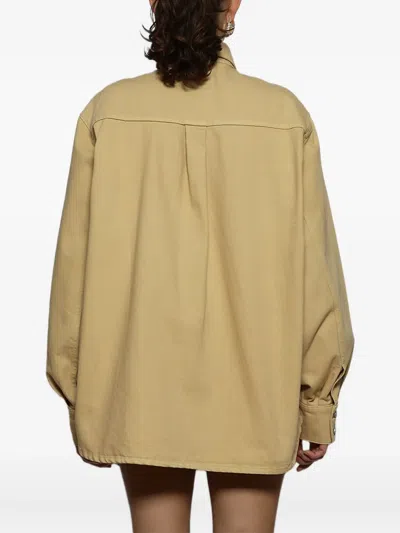 Magda Butrym Long Sleeve Denim Shirt Beige In Gold