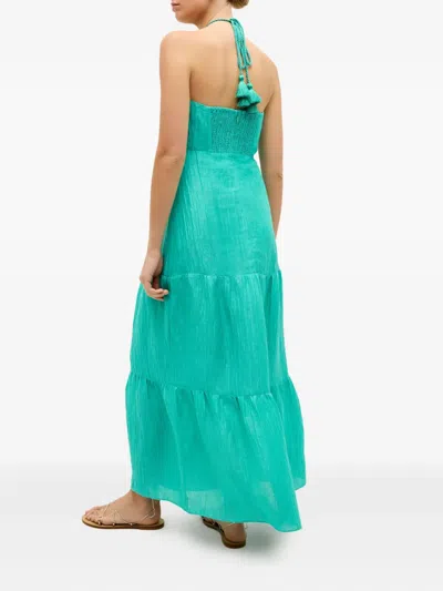 Marie Oliver Halter-neck Maxi Dress In Blue