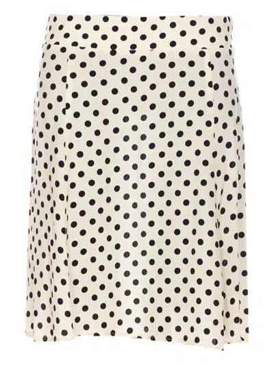 Mar De Margaritas Polka-dot Straight Skirt In White