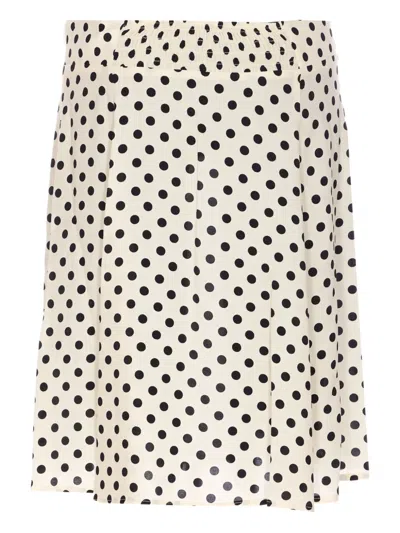 Mar De Margaritas Polka-dot Straight Skirt In White
