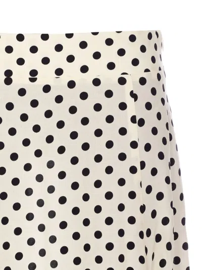Mar De Margaritas Polka-dot Straight Skirt In White