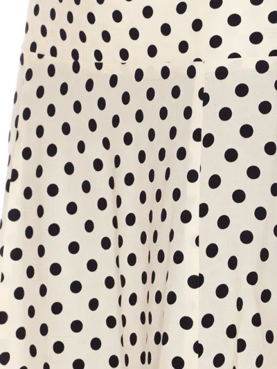 Mar De Margaritas Polka-dot Straight Skirt In White