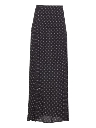 Mar De Margaritas Polka-dot Maxi Skirt In Black