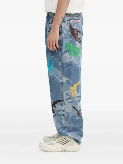 Aape By A Bathing Ape Camouflage-print Hand-detail Jeans In Blue