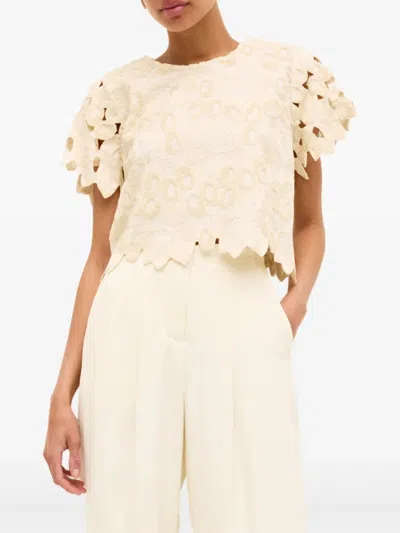 Marie Oliver Pelumi Embroidered Scallop-hem Top In White