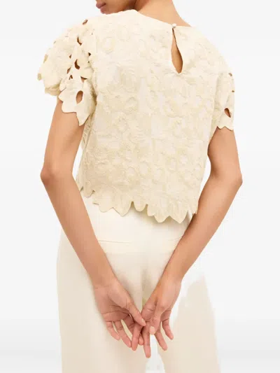 Marie Oliver Pelumi Embroidered Scallop-hem Top In White