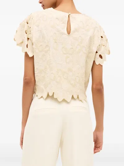 Marie Oliver Pelumi Embroidered Scallop-hem Top In White