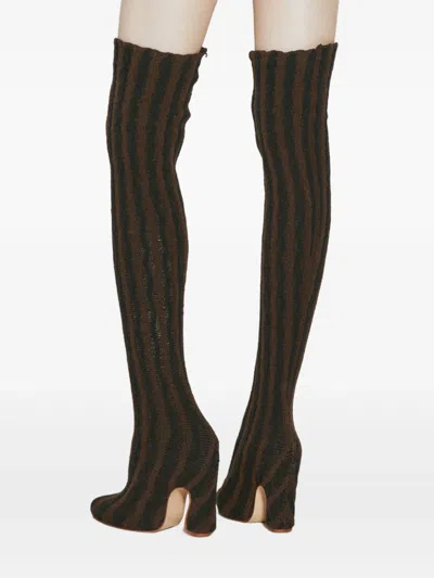 Isa Boulder 127mm Cactus Striped Over-the-knee Boots In Multi