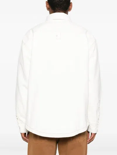 Jacquemus Shirt Jacket With Contrast Stitching In White