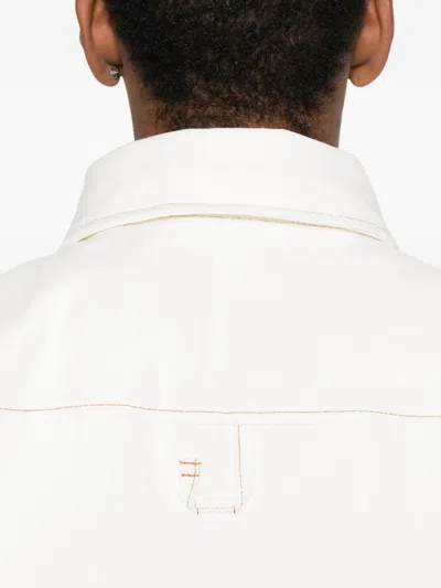 Jacquemus Shirt Jacket With Contrast Stitching In White