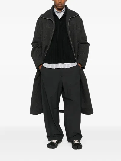 Mordecai Zip-front Patch-pocket Coat In Black
