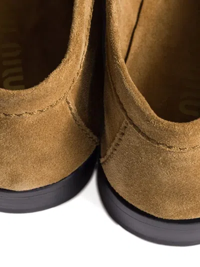 Miu Miu Embossed-logo Suede Loafers