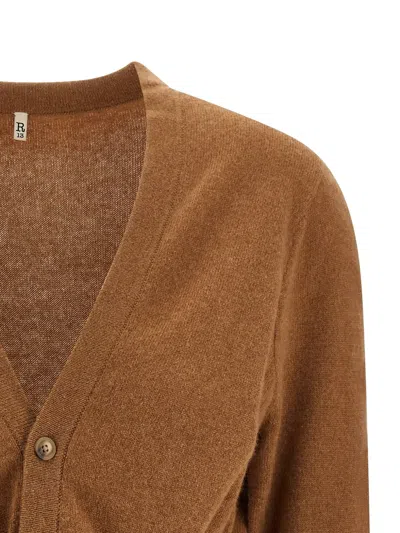 R13 Twisted-knot Cashmere Cardigan In Brown