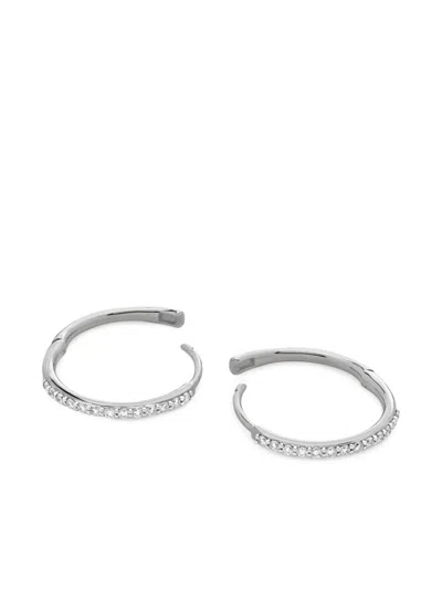 Monica Vinader 14k White Gold Small Hoops Earrings In Metallic