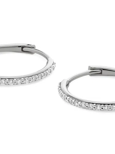 Monica Vinader 14k White Gold Small Hoops Earrings In Metallic