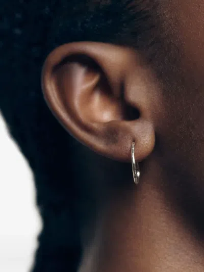Monica Vinader 14k White Gold Small Siren Hoops In Silver