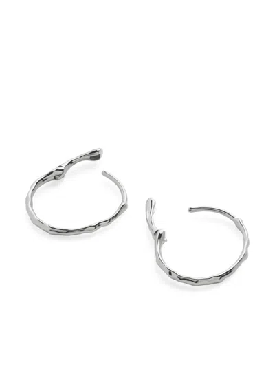 Monica Vinader 14k White Gold Small Siren Hoops In Silver