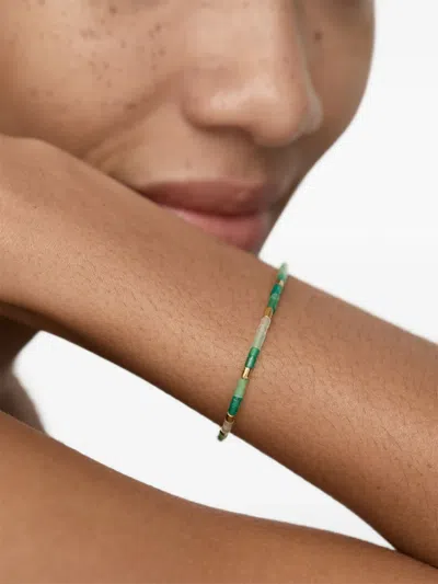 Monica Vinader Womens Delphi Gemstone 18ct Yellow Gold Vermeil And Green Onyx Beaded Bracelet In Blue