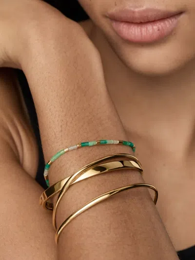 Monica Vinader Womens Delphi Gemstone 18ct Yellow Gold Vermeil And Green Onyx Beaded Bracelet In Blue