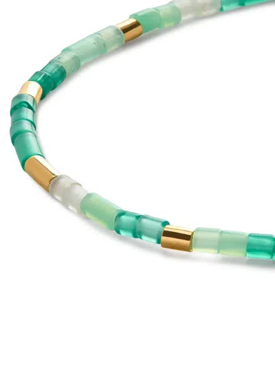 Monica Vinader Womens Delphi Gemstone 18ct Yellow Gold Vermeil And Green Onyx Beaded Bracelet In Blue