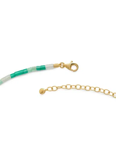 Monica Vinader Womens Delphi Gemstone 18ct Yellow Gold Vermeil And Green Onyx Beaded Bracelet In Blue