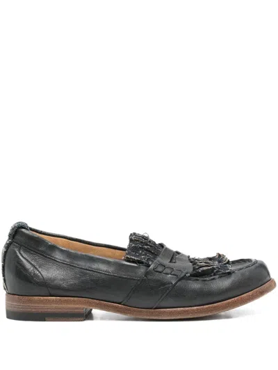 Sartori Gold Frayed-detail Leather Loafers