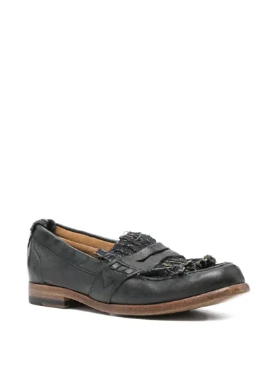 Sartori Gold Frayed-detail Leather Loafers