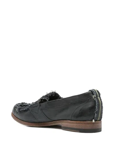Sartori Gold Frayed-detail Leather Loafers