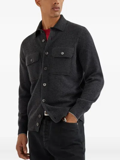 Brunello Cucinelli Buttoned Patch-pocket Cardigan In Black