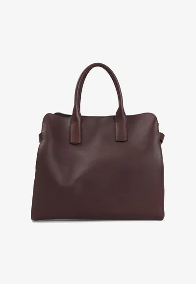 Giorgio Armani Calf Leather Expandable Shoulder Bag In Brown