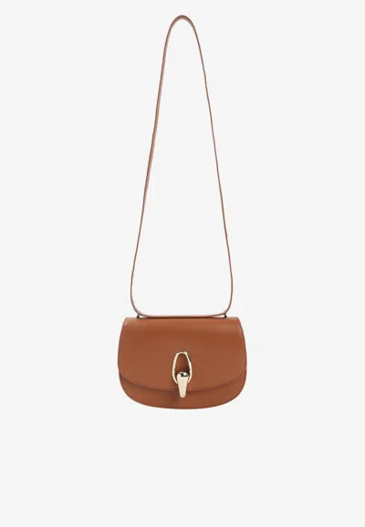 Giorgio Armani Calf Leather Shoulder Bag With Golden-toned Hardware In Brown