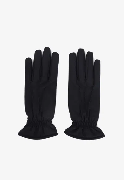 Brioni Cashmere Blend Gloves Elastic Cuffs In Black