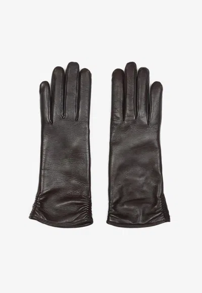 Giorgio Armani Lambskin Nappa Leather Gloves In Black