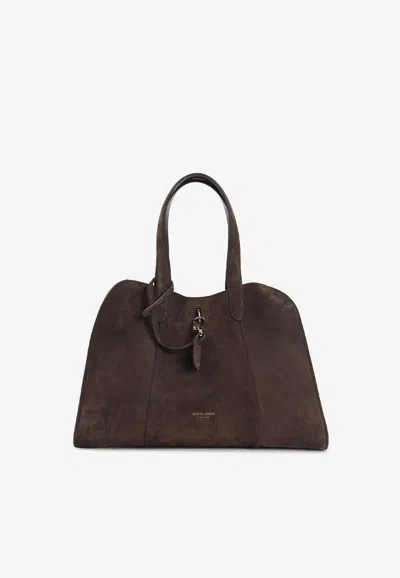Giorgio Armani Suede Calf Leather Top Handle Bag