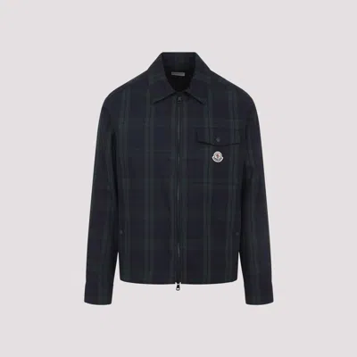 Moncler Plaid Long Sleeve Shirt In Black