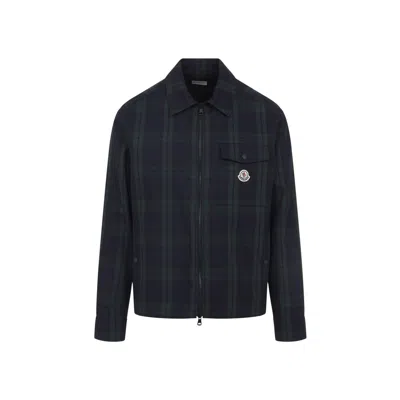 Moncler Plaid Long Sleeve Shirt In Black