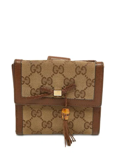Pre-owned Gucci Gg Pattern Leather Wallet In Brown