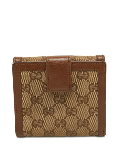 Pre-owned Gucci Gg Pattern Leather Wallet In Brown