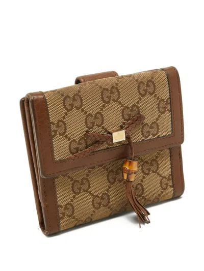 Pre-owned Gucci Gg Pattern Leather Wallet In Brown