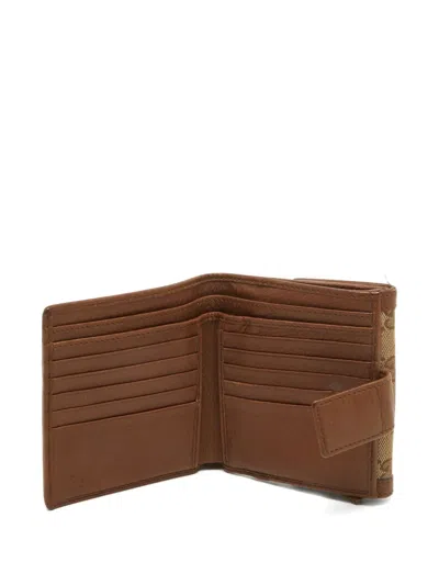 Pre-owned Gucci Gg Pattern Leather Wallet In Brown
