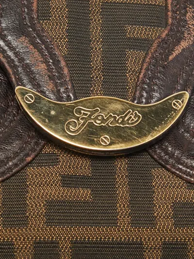 Pre-owned Fendi Zucca Continental Wallet In Brown