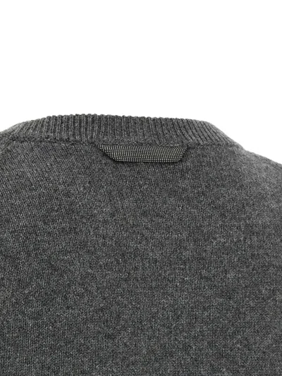 Brunello Cucinelli Monile Cashmere Sweater Sweaters And Cardigans Gray In Gray