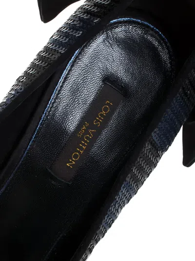 Pre-owned Louis Vuitton 145mm Sequins Stripes Pumps In Blue