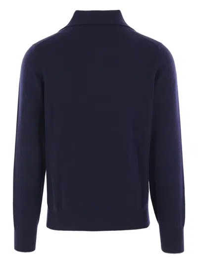 Brunello Cucinelli Polo-neck Cashmere Sweater In Blue
