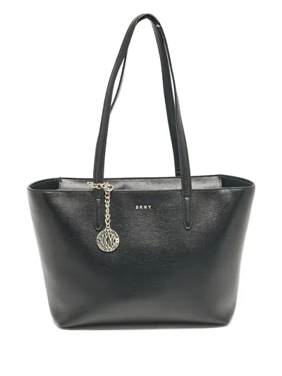 Pre-owned Dkny Vintage Bryant Leather Tote Bag In Black