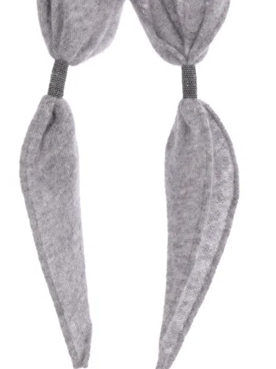 Brunello Cucinelli Embellished-tie Scarf In Gray