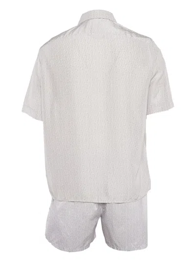 Pre-owned Fendi Ff-jacquard Silk Shorts Set