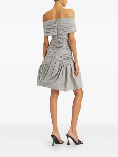 Rotate Birger Christensen Rotate Draped Mini Dress With Rear Zip Closure In Gray